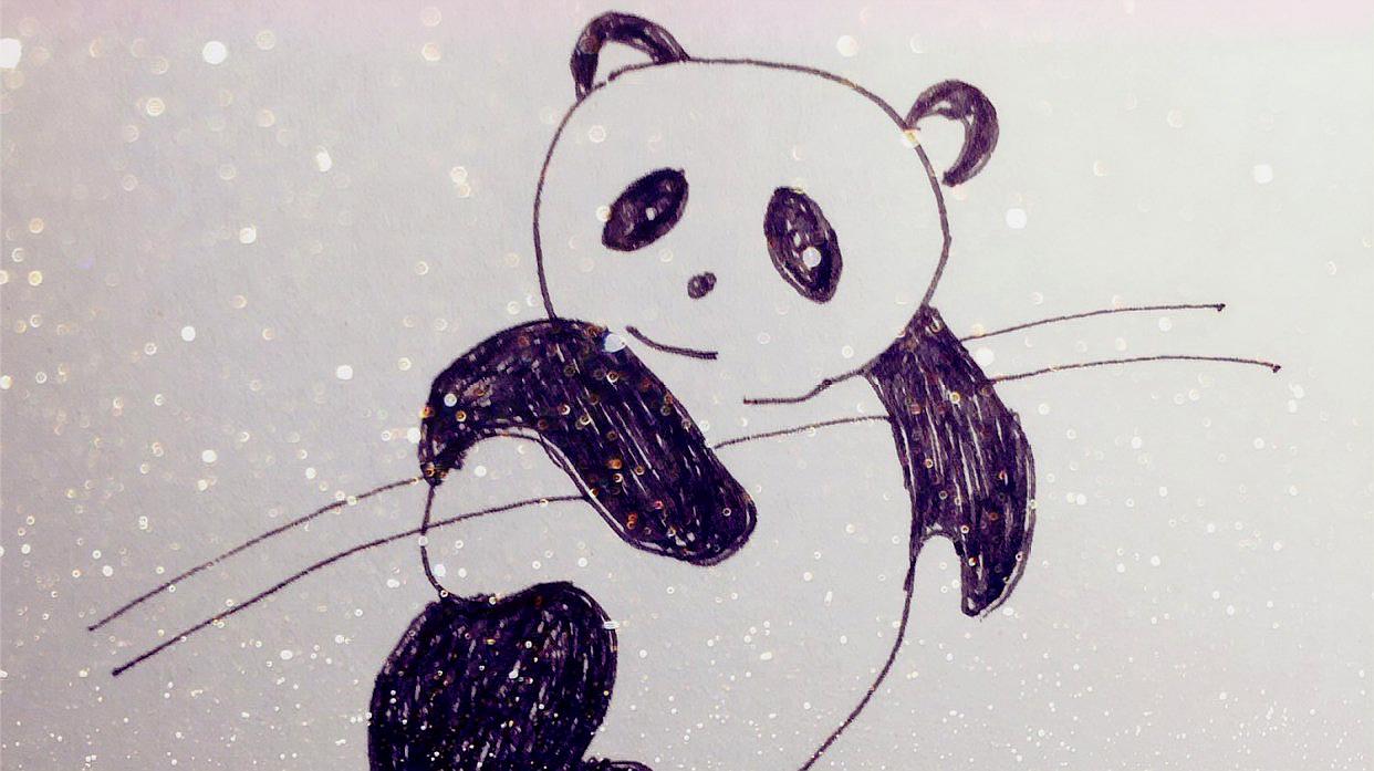 团团圆圆大熊猫简笔画图片