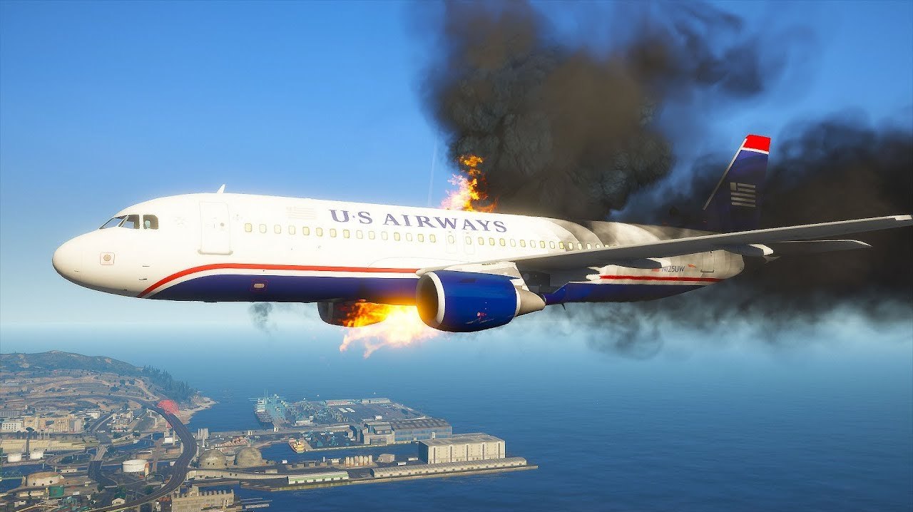 gta5:空客a320引擎著火,緊急迫降洛聖都機場!