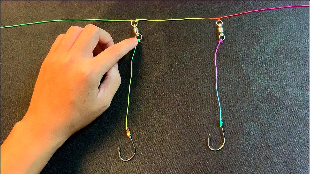 试试这种串钩绑法,鱼钩子线随便,只要学会了就不用怕切线!