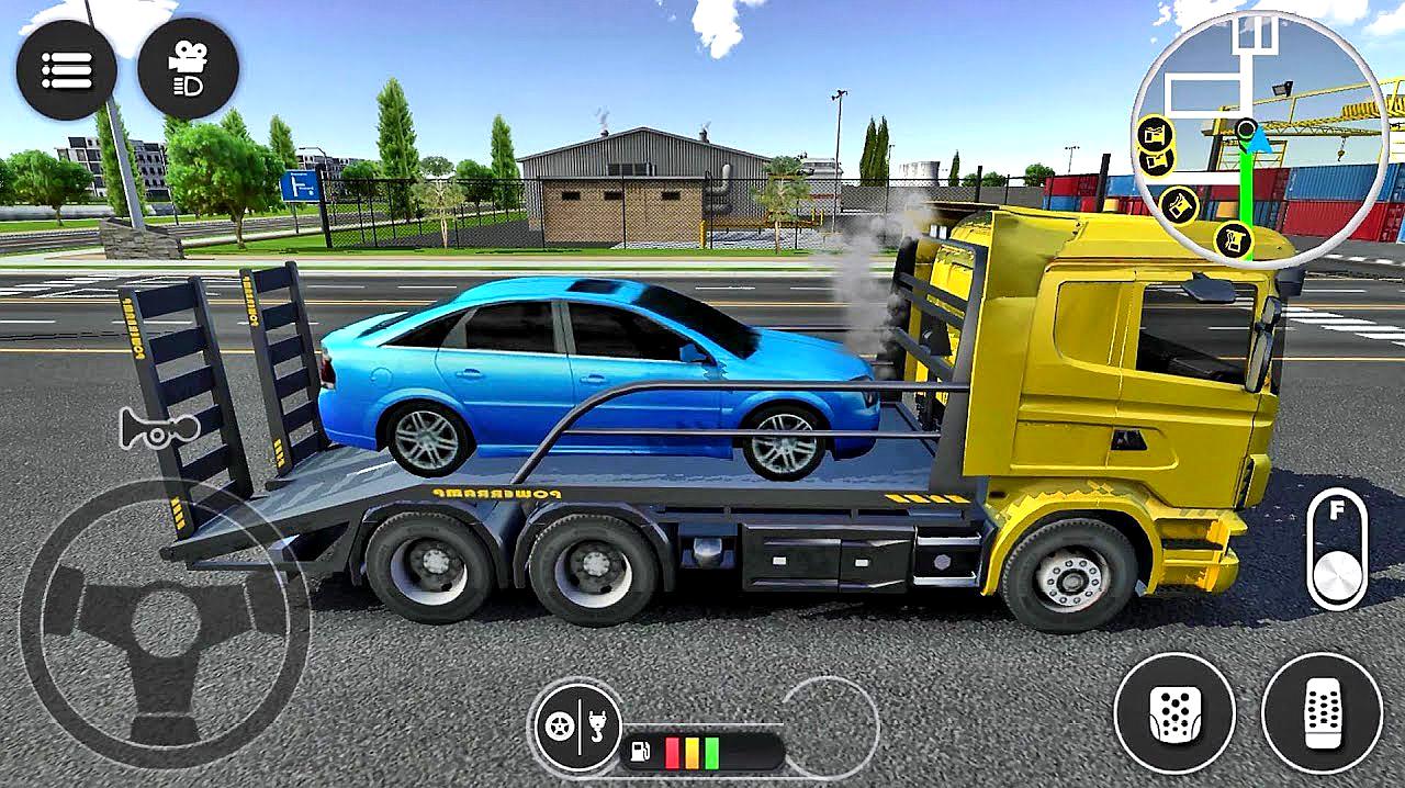模拟驾驶大卡车拖运轿车小游戏