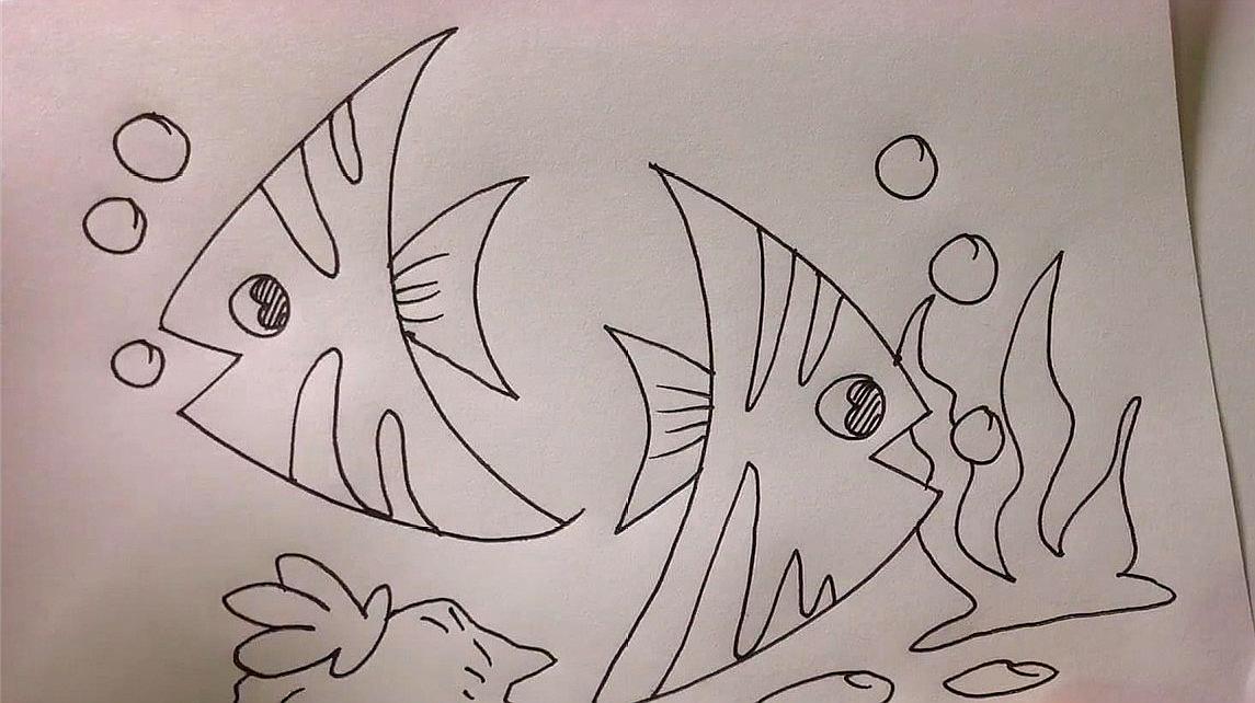 两分钟教会你画,热带鱼画法简笔画,快来试试吧