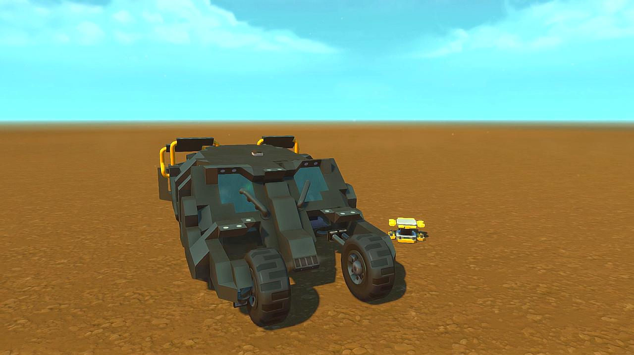 废品机械师 蝙蝠侠战车,还没开就少了一个轮子,4s故意的吧