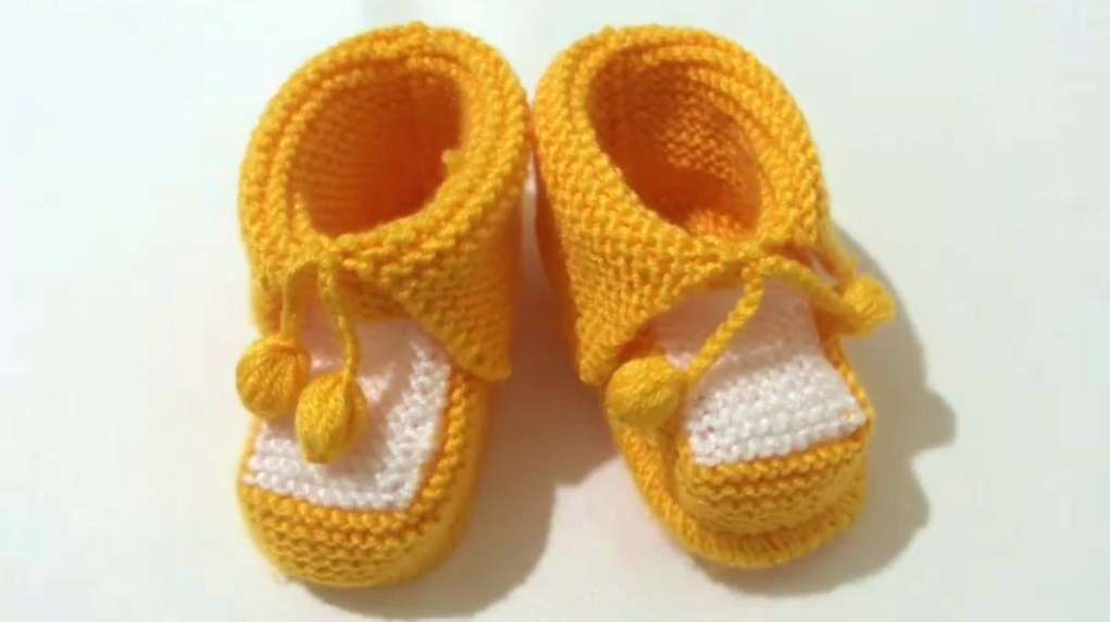 棒针编织温暖舒适的婴儿毛线鞋,简单平针完成,新手妈妈可仿!