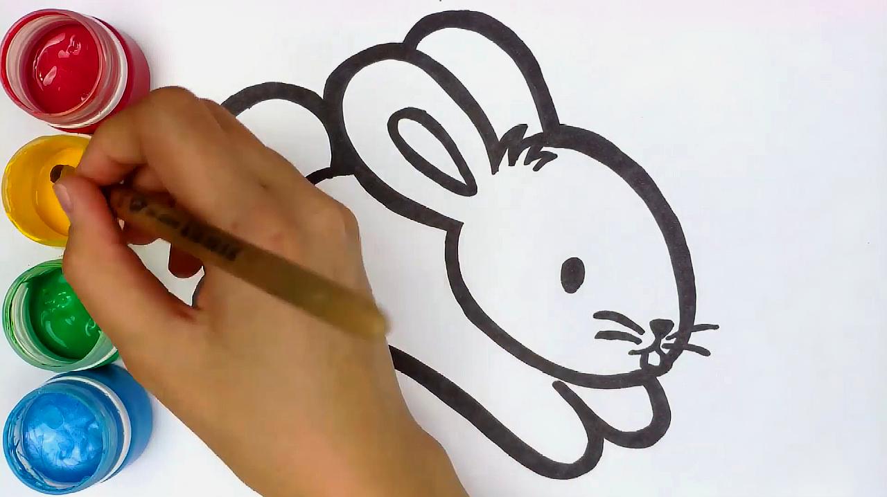 简易画教你画奔跑的小兔子并且涂上色