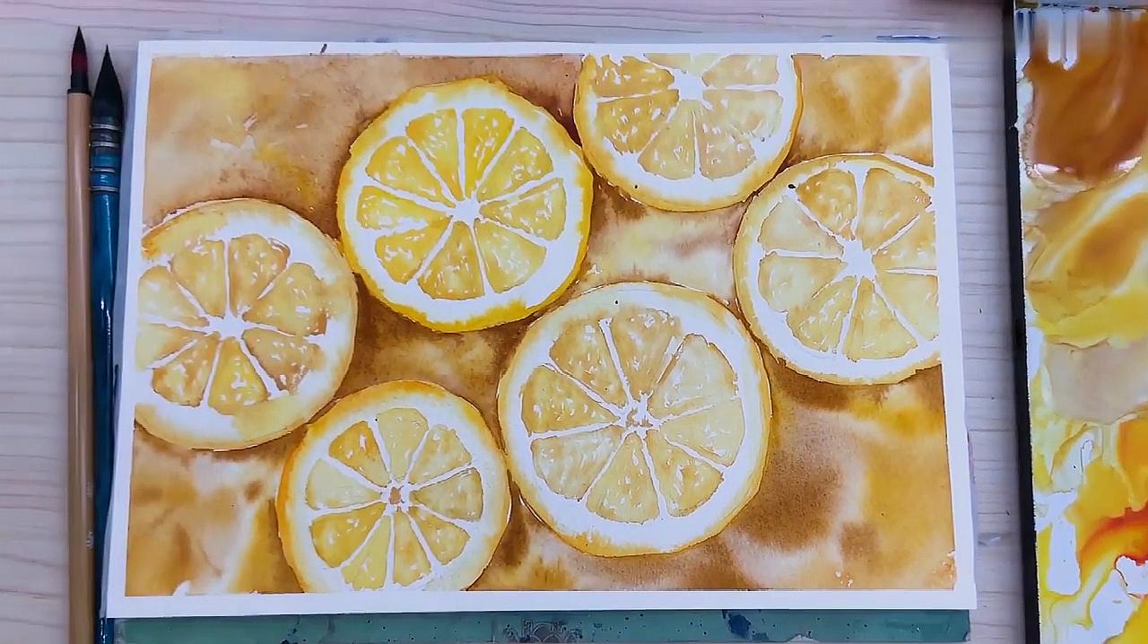 水彩画教学:水彩柠檬片画法,超详细讲解,适合初学者!