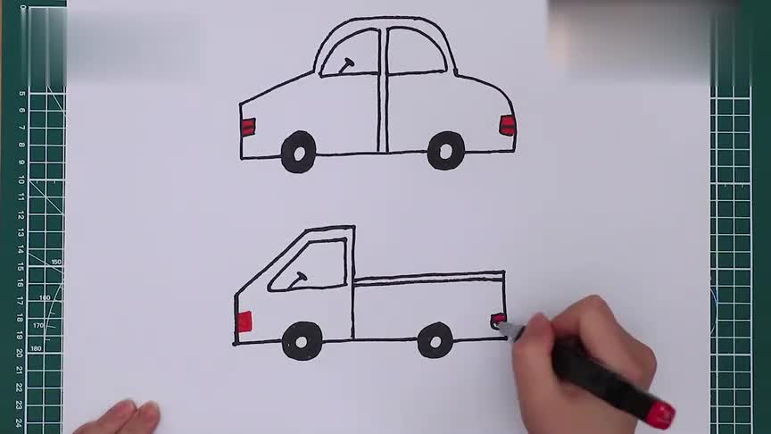 儿童简笔画小汽车怎么画?
