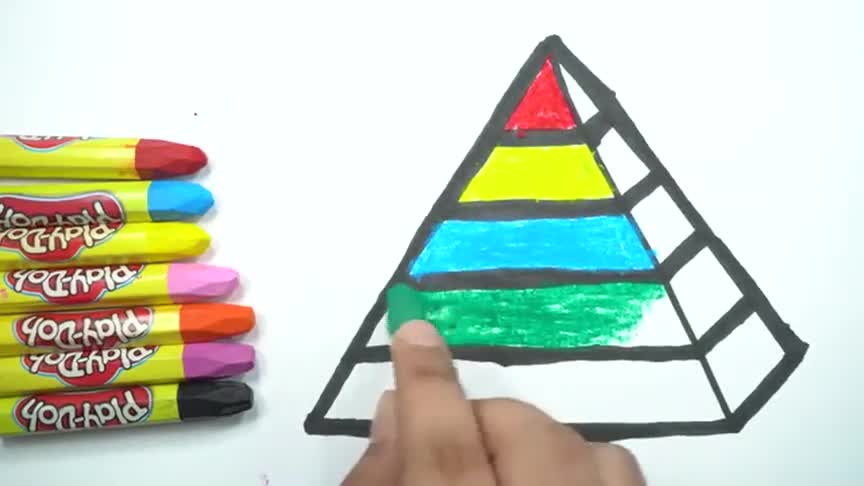 美丽世界金字塔,儿童早教绘画场景教程 服务升级 5彩色金字塔的画法
