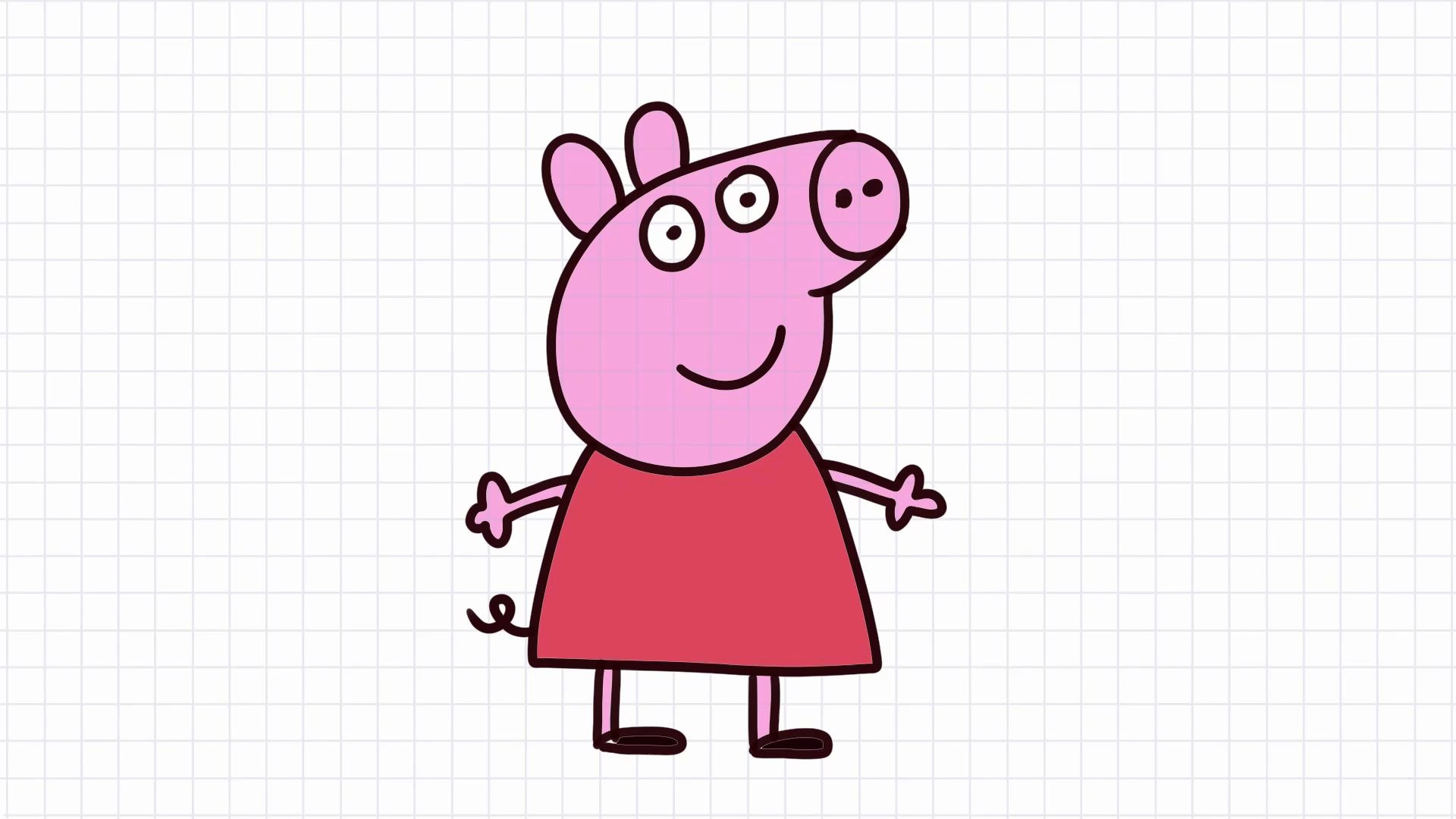 小猪佩奇简笔画:画小猪佩奇中的佩奇,卡通简笔画大全
