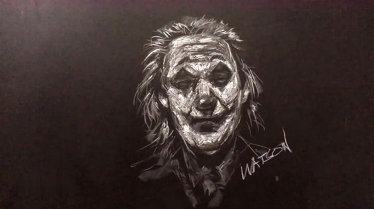 黑板粉笔画,小黑板画手绘板,画一个你从来没见过的小丑joker