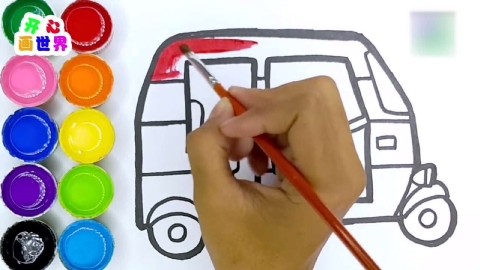 开心画世界简笔画第44集:儿童绘画 简笔画教程 如何画嘟嘟车