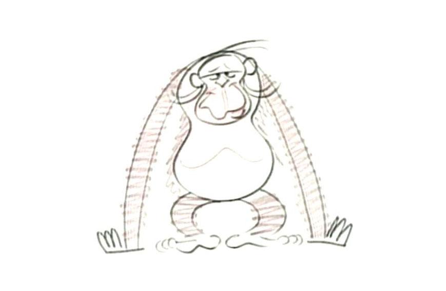 卡通大猩猩的简笔画画法 宝宝轻松学画画