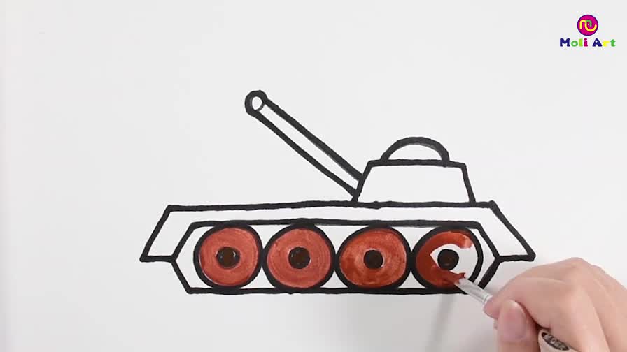 教你男孩喜欢的坦克简笔画 服务升级 2大炮坦克:先画出坦克的履带
